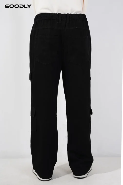 Men’s Relaxed Fit Denim Baggy 8 Pockets Cargo - Image 4