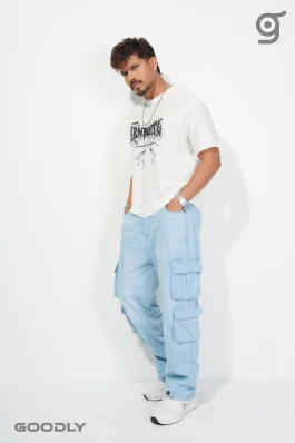 8-Pocket Baggy Denim Cargo Pants – Urban Street Style