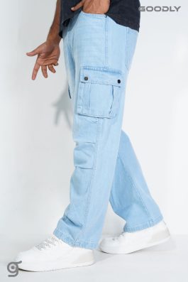Relaxed Fit Cargo Denim Baggy