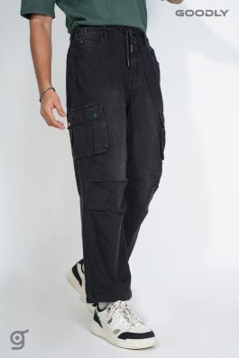 Relaxed Fit Cargo Denim Baggy