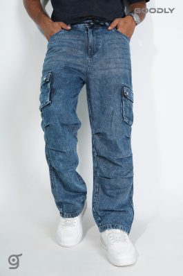 Relaxed Fit Cargo Denim Baggy