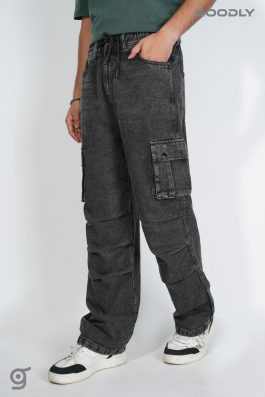 Relaxed Fit Cargo Denim Baggy
