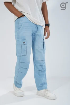 Relaxed Fit Cargo Denim Baggy