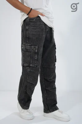 Relaxed Fit Cargo Denim Baggy