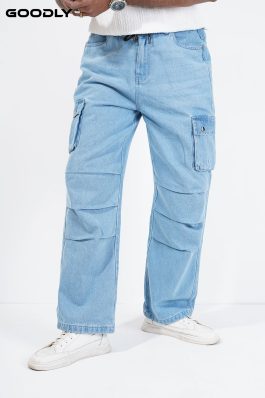 Relaxed Fit Cargo Denim Baggy