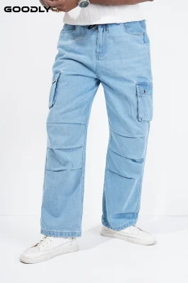 Relaxed Fit Cargo Denim Baggy