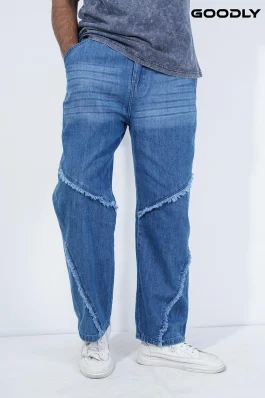 Modern Frayed Baggy Fit Jeans
