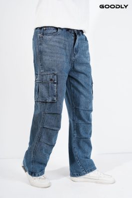 Relaxed Fit Cargo Denim Baggy