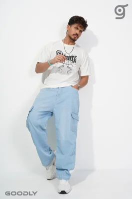 Cargo Six Pocket Denim Pants – Relaxed Fit
