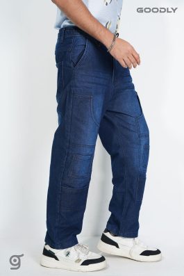 Men’s Relaxed Fit Cargo Jeans with Patch Pockets