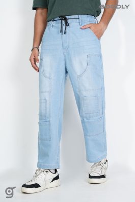 Men’s Relaxed Fit Cargo Jeans with Patch Pockets