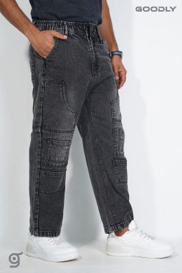 Men’s Relaxed Fit Cargo Jeans with Patch Pockets