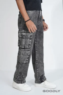 8-Pocket Baggy Denim Cargo Pants – Urban Street Style