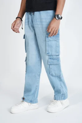 8-Pocket Baggy Denim Cargo Pants – Urban Street Style