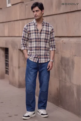 GOODLY Casual Check Shirt & Urban Street Cargo Pant Set