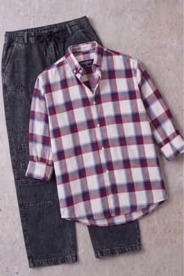 GOODLY Casual Check Shirt & Urban Street Cargo Pant Set