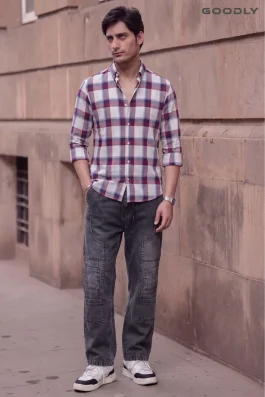GOODLY Casual Check Shirt & Urban Street Cargo Pant Set