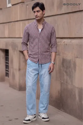 GOODLY Casual Check Shirt & Urban Street Cargo Pant Set