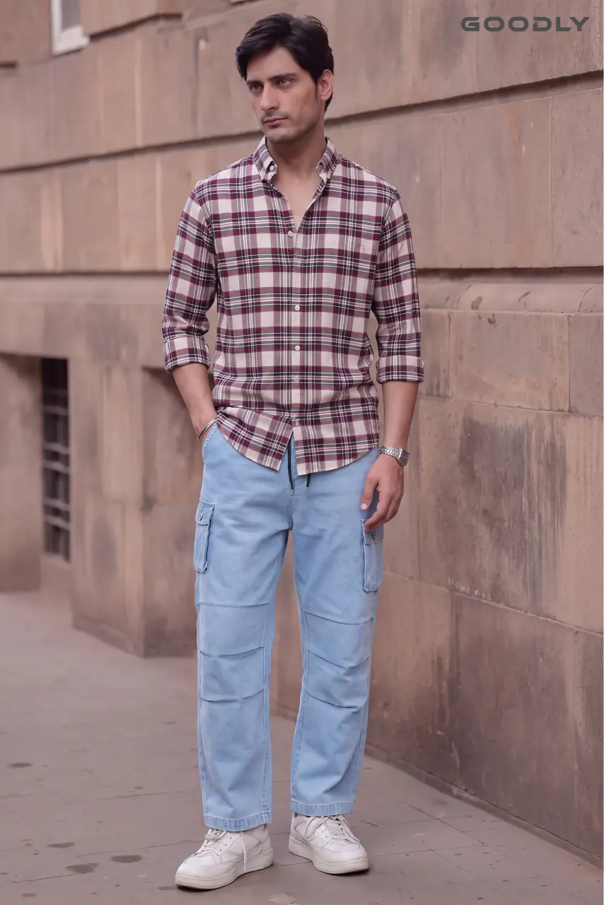 GOODLY Urban Casual Shirt & Cargo Denim Outfit Set - Image 2